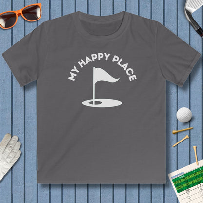 My Happy Place - Youth Golf T-Shirt in Charcoal