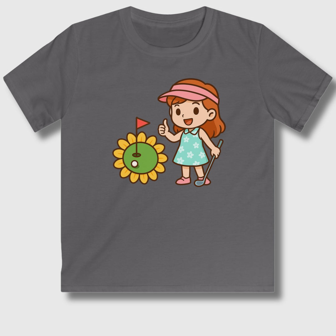 Sunflower Green - Youth Golf T-Shirt in Charcoal