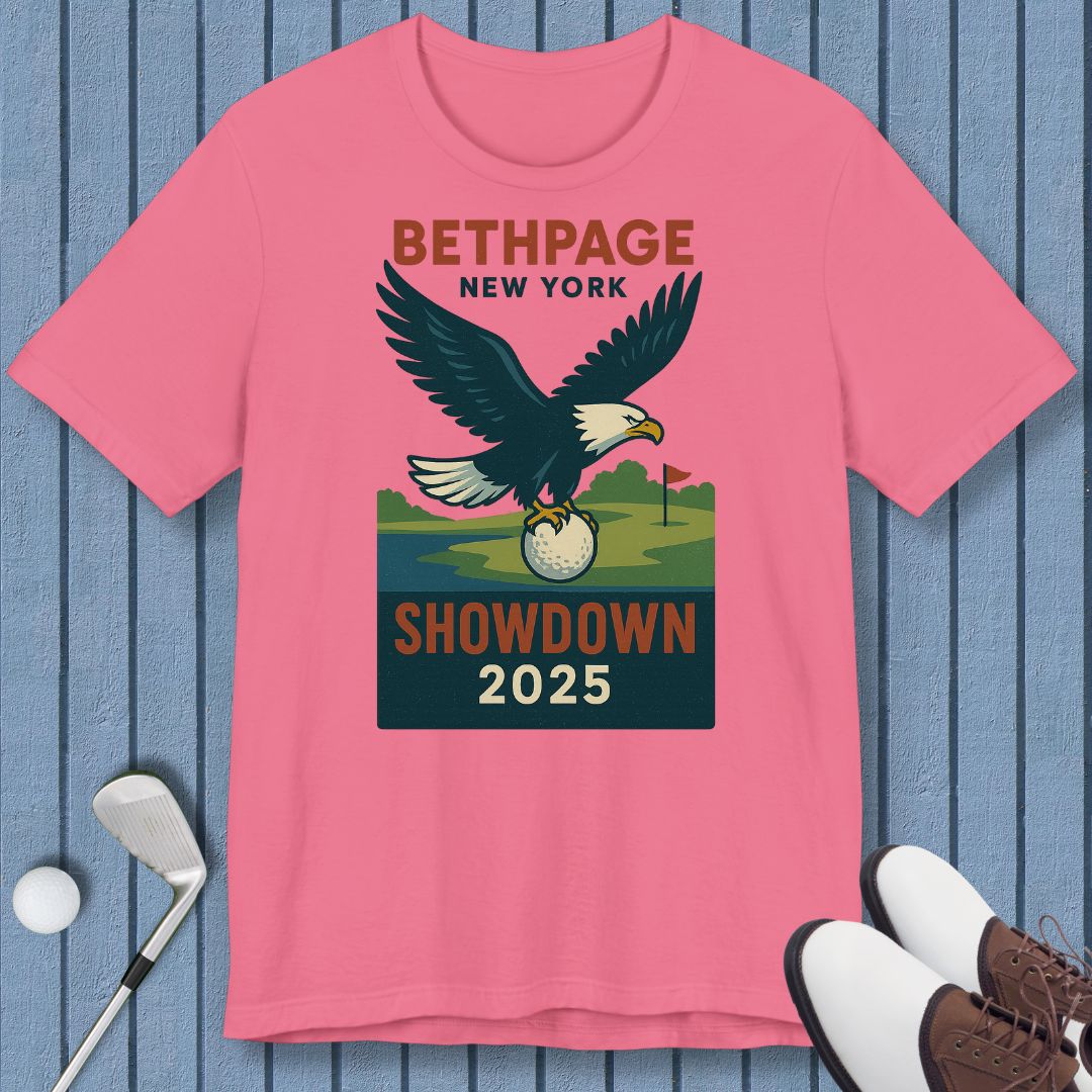 Bethpage Golf 2025 - Eagle - T-shirt in Charity Pink, great for casual wear. Find more fun golf focused products at oneforetheages.com