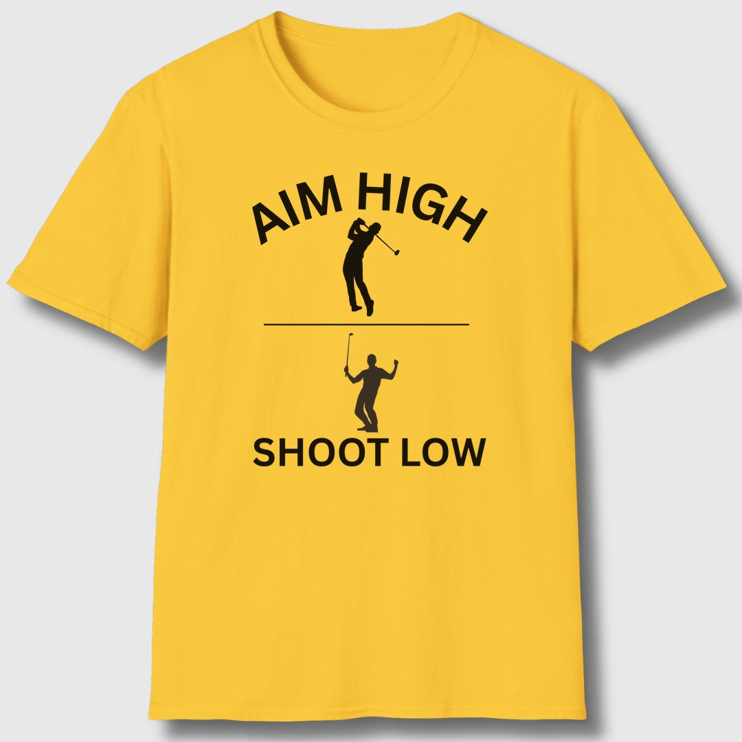 Aim High - Shoot Low (Male) - Adult Golf T-Shirt in Daisy