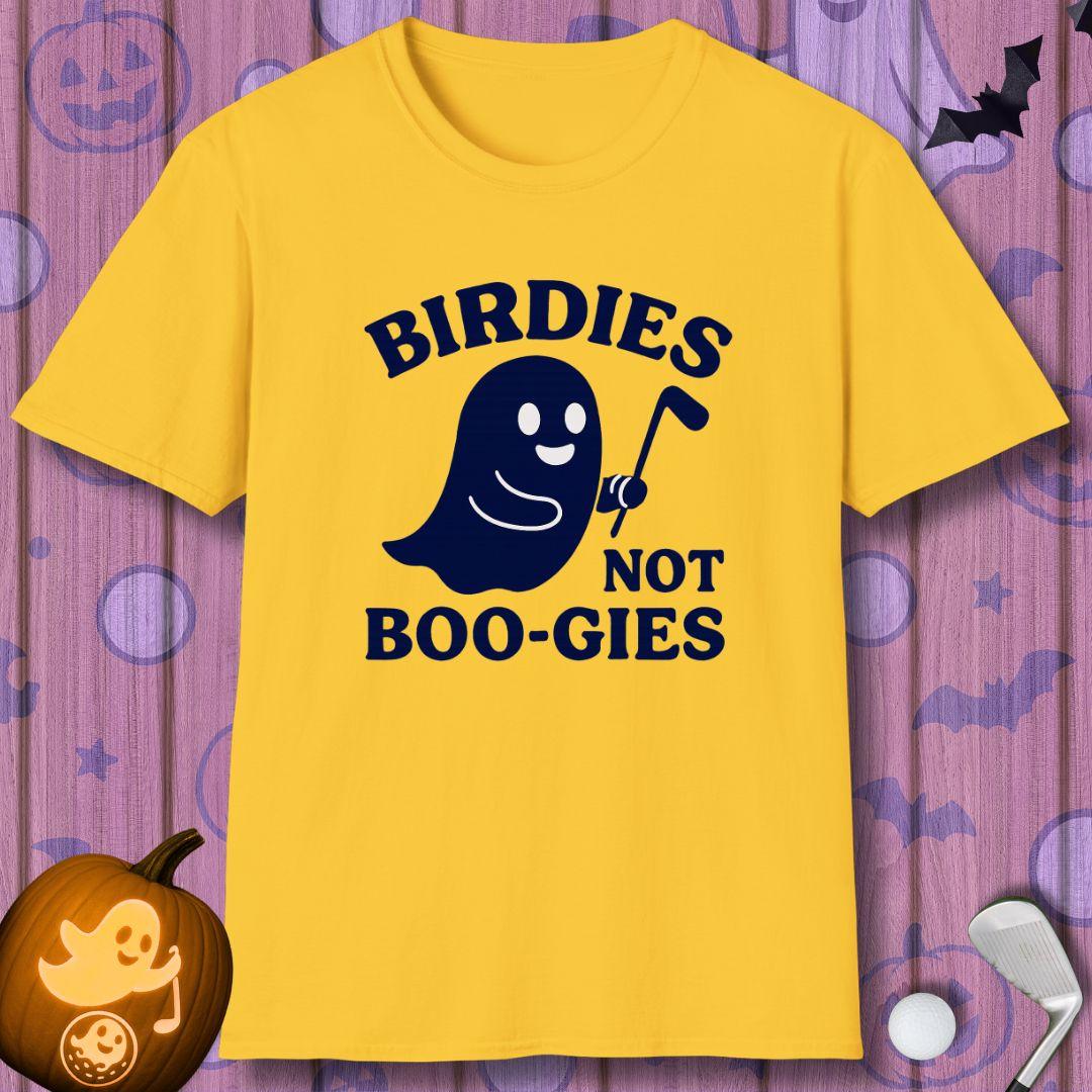 Birdies not BOO-GIES - Halloween T-shirt in Daisy, great for casual wear. Find more fun golf focused products at oneforetheages.com