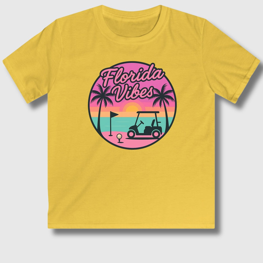 Golf Vibes - Florida Sunshine Edition - Youth Golf T-Shirt in Daisy