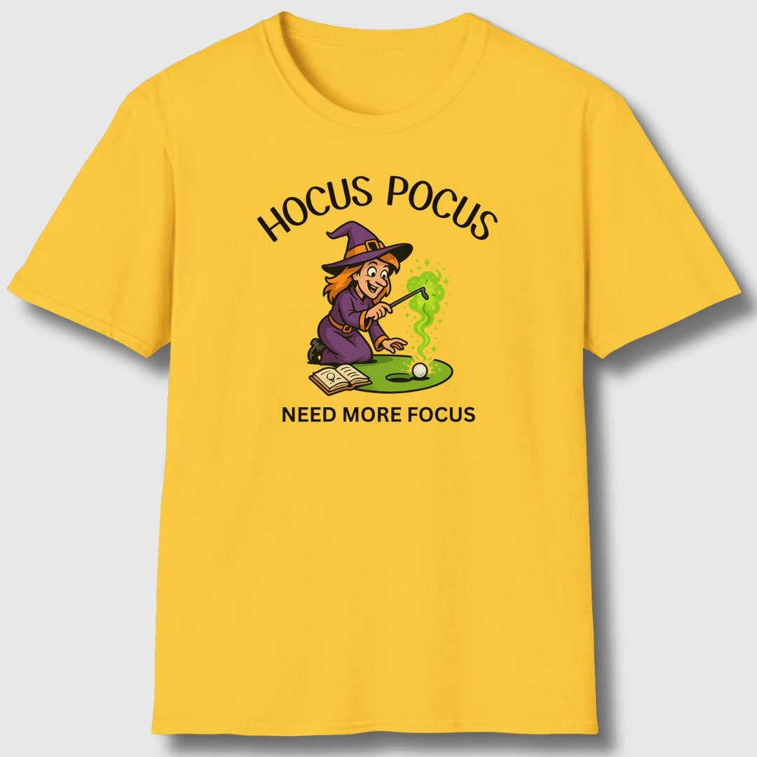 Hocus Pocus, Need More Focus - Adult Golf T-Shirt in Daisy