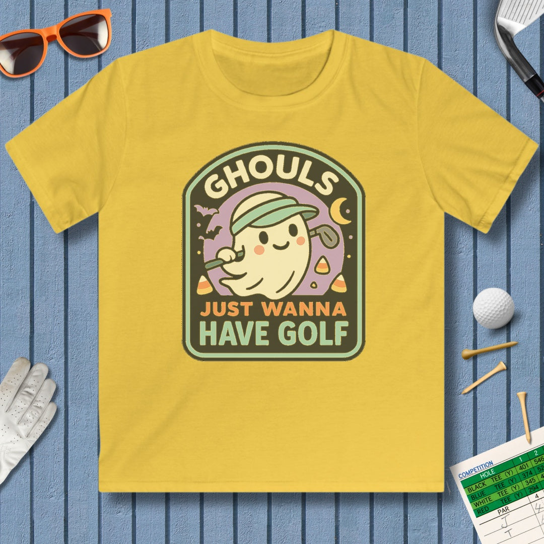 Ghouls Just Wanna Have Golf - Youth Golf T-Shirt in Daisy