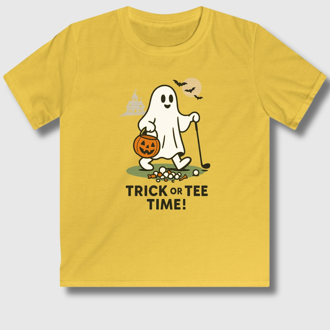 Trick or Tee Time - Youth Golf T-Shirt in Daisy