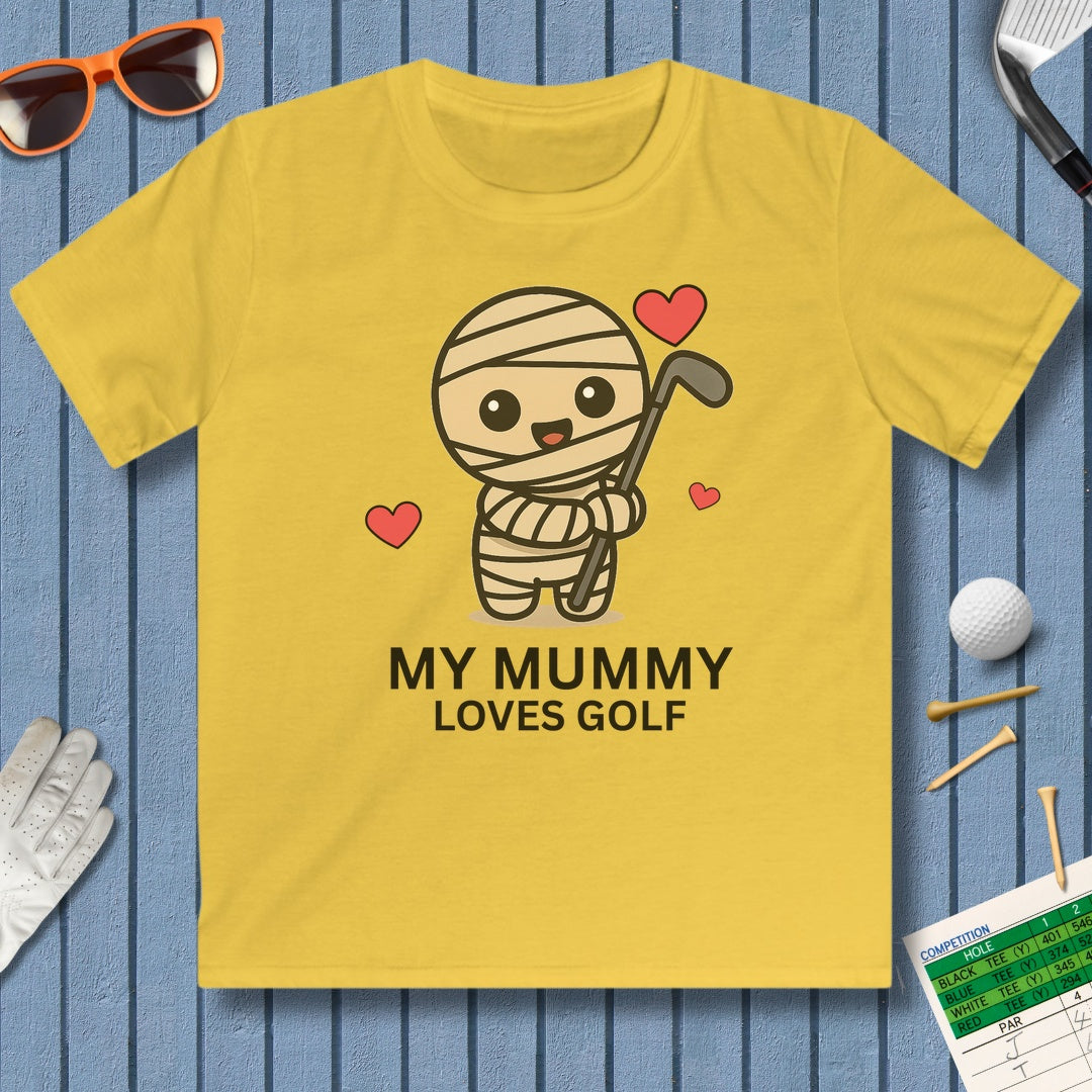My Mummy Loves Golf - Youth Golf T-Shirt in Daisy