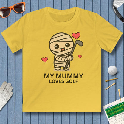 My Mummy Loves Golf - Youth Golf T-Shirt in Daisy