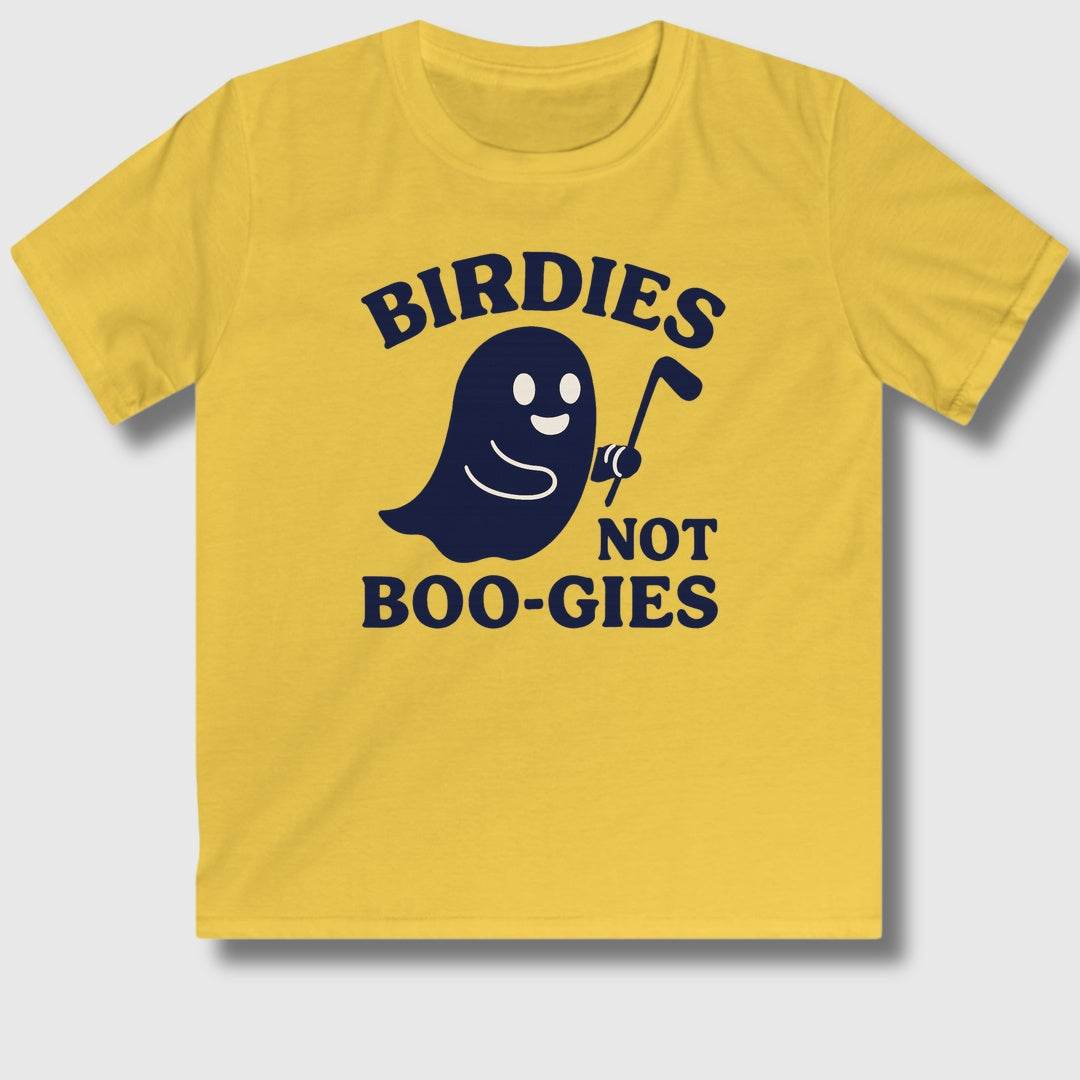 Birdies not BOO-GIES - Youth Golf T-Shirt in Daisy