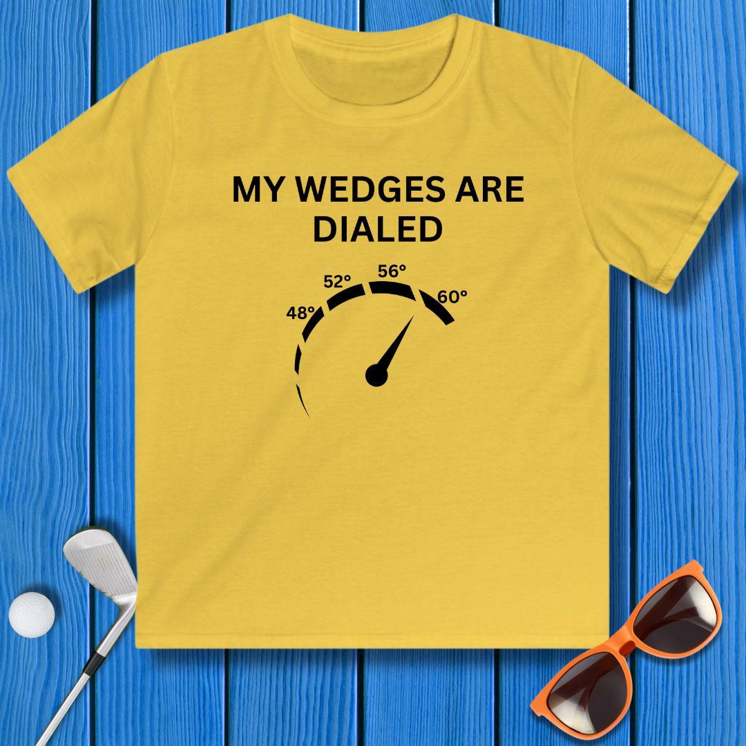 My Wedges are Dialed - Youth T-shirt in Daisy, great for casual wear. Find more fun golf focused products at oneforetheages.com