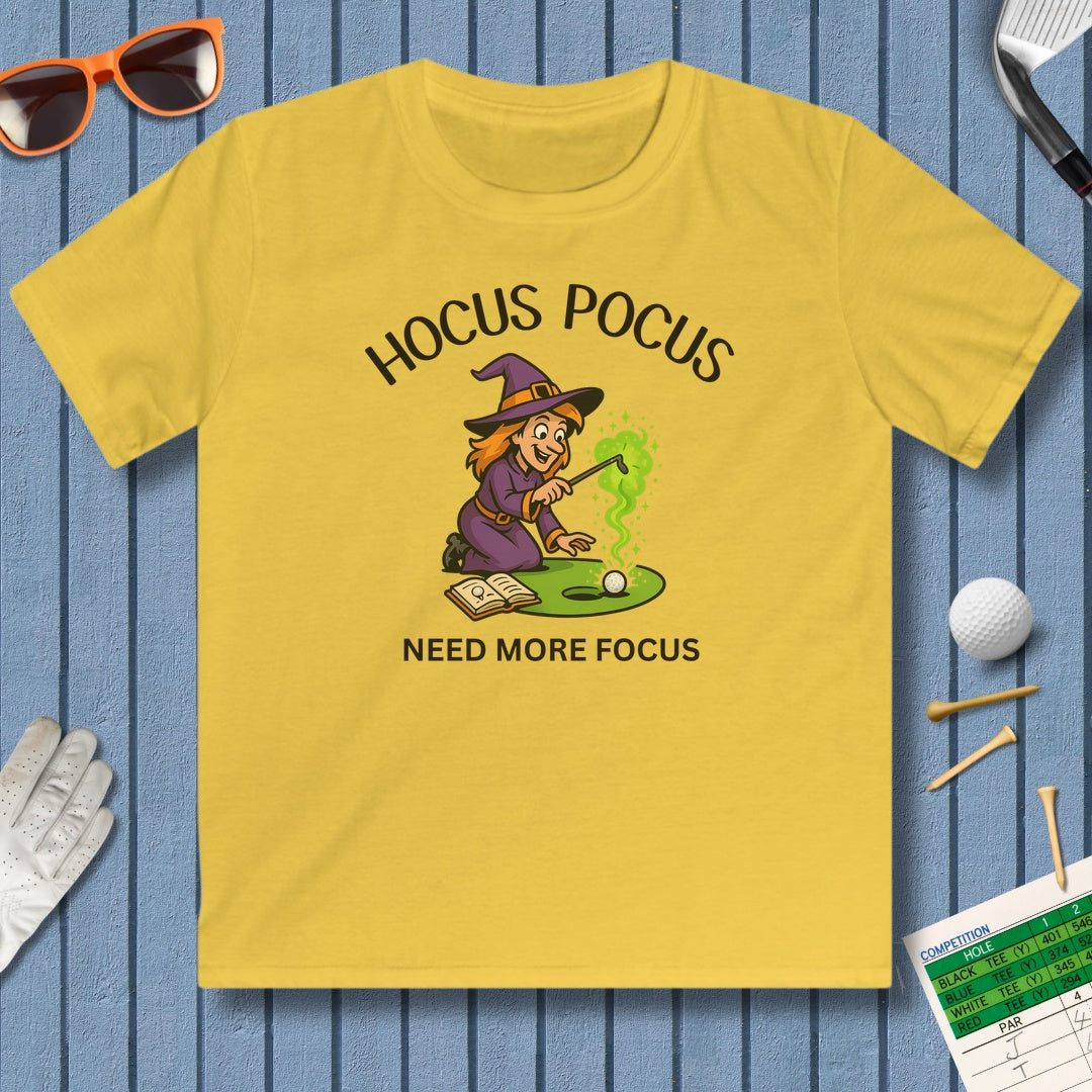 Hocus Pocus, Need More Focus - Youth Golf T-Shirt in Daisy