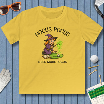 Hocus Pocus, Need More Focus - Youth Golf T-Shirt in Daisy
