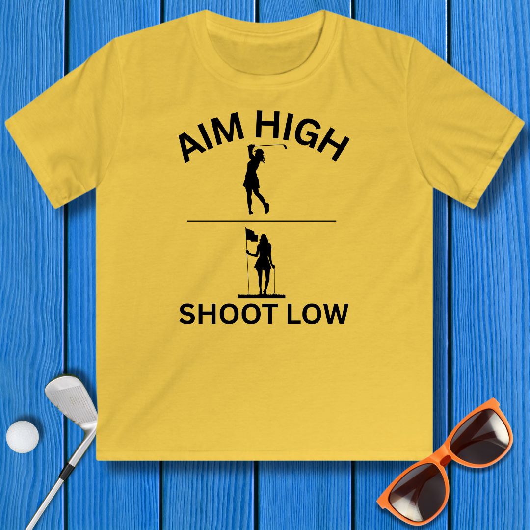 Aim High - Shoot Low - Girl - Youth in Daisy, great for casual wear. Find more fun golf focused products at oneforetheages.com