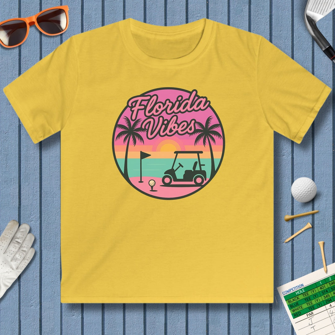 Golf Vibes - Florida Sunshine Edition - Youth Golf T-Shirt in Daisy