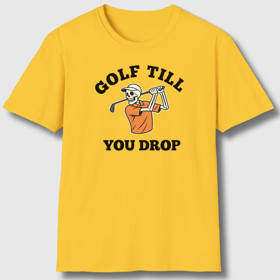 Golf Till You Drop - Adult Golf T-Shirt in Daisy