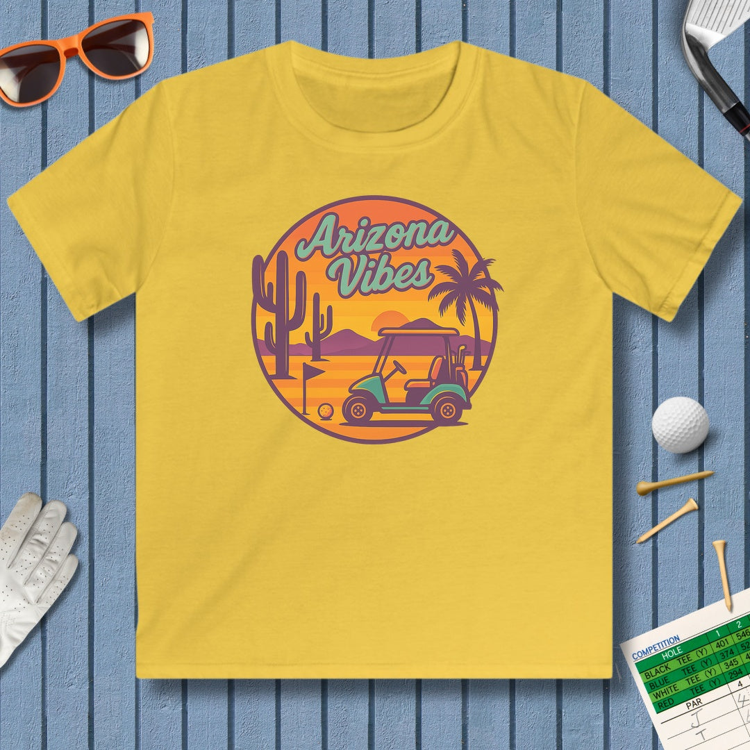 Golf Vibes - Arizona - Desert Edition Golf Destination - Youth Golf T-Shirt in Daisy
