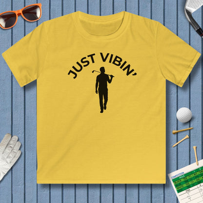 Just Vibin' - Boys - Youth Golf T-Shirt in Daisy