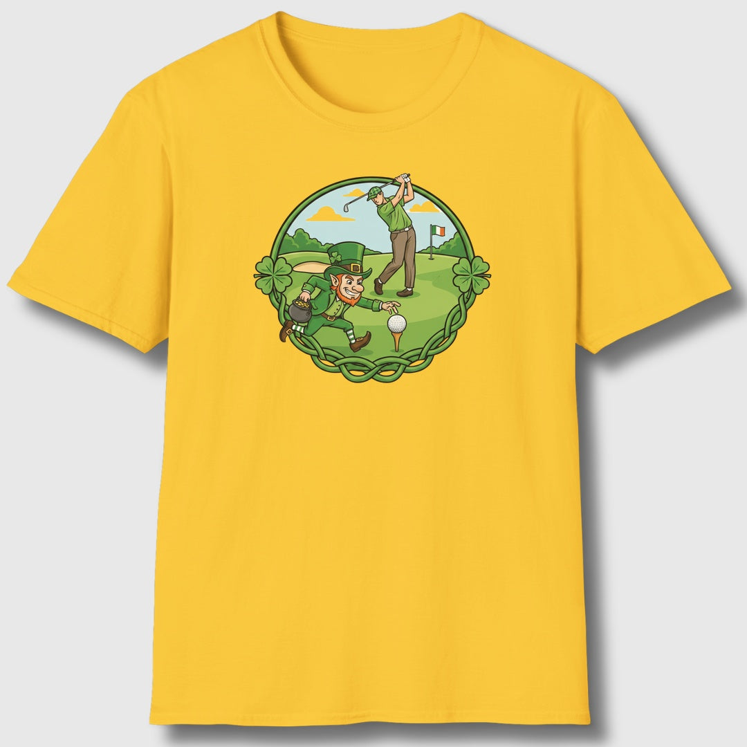 The Leprechaun Stole My Ball! - Adult Golf T-Shirt in Daisy