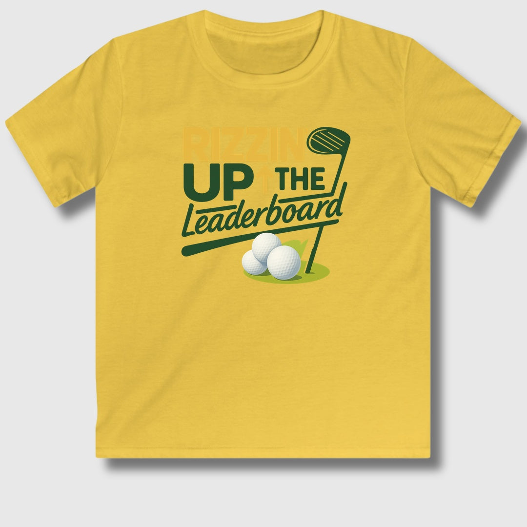 Rizzin' Up The Leaderboard - Youth Golf T-Shirt in Daisy