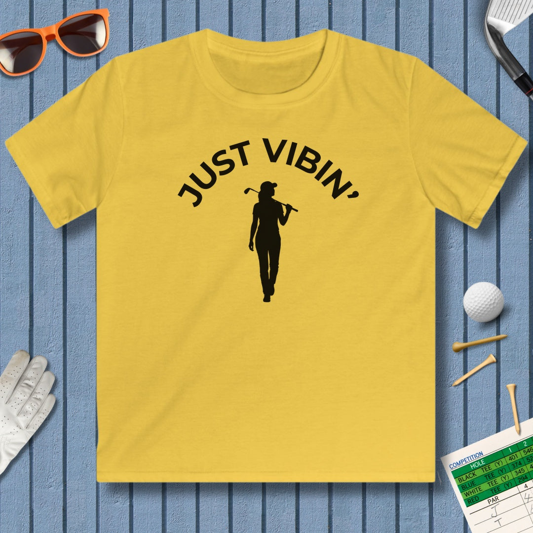 Just Vibin' - Girl's - Youth Golf T-Shirt in Daisy