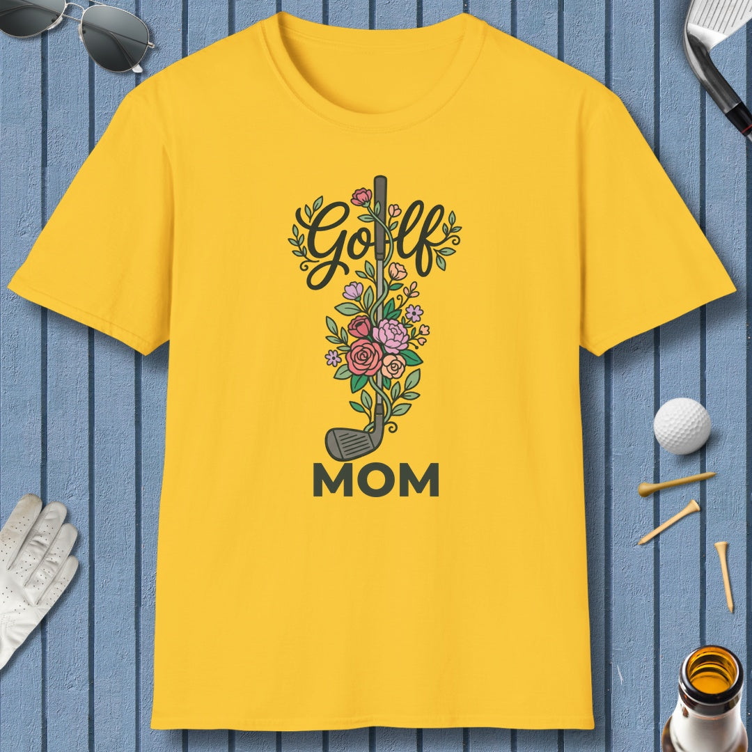 Golf Mom - Floral - Adult Golf T-Shirt in Daisy
