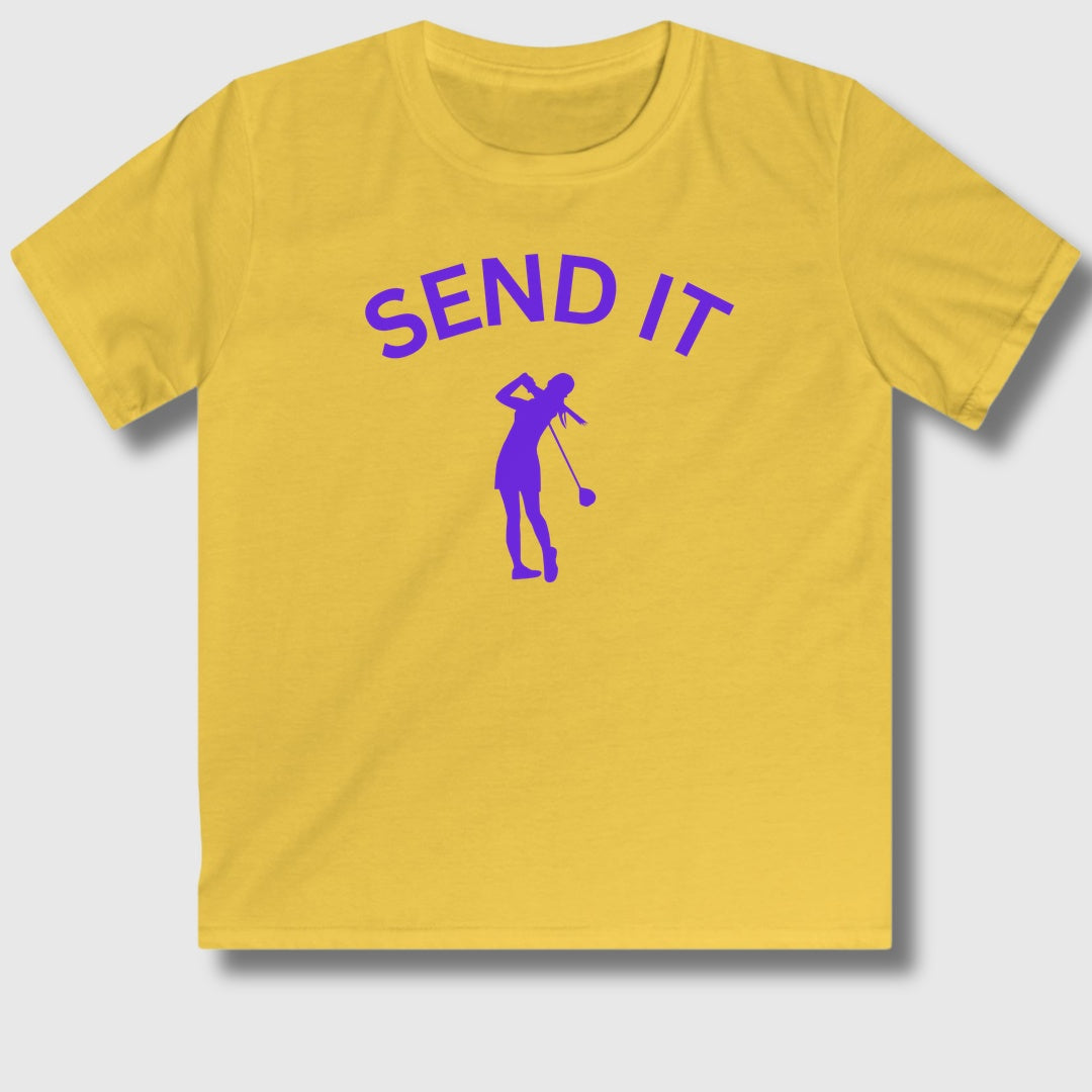 SEND IT (Female) - Youth Golf T-Shirt in Daisy