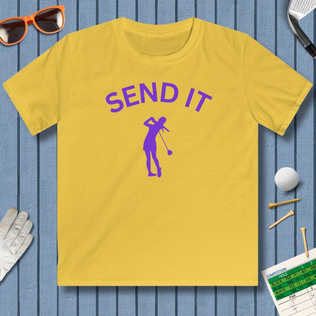 SEND IT (Female) - Youth Golf T-Shirt in Daisy