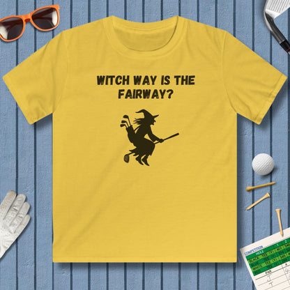 Witch Way is the Fairway - Youth Golf T-Shirt in Daisy