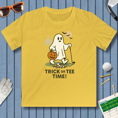 Trick or Tee Time - Youth Golf T-Shirt in Daisy