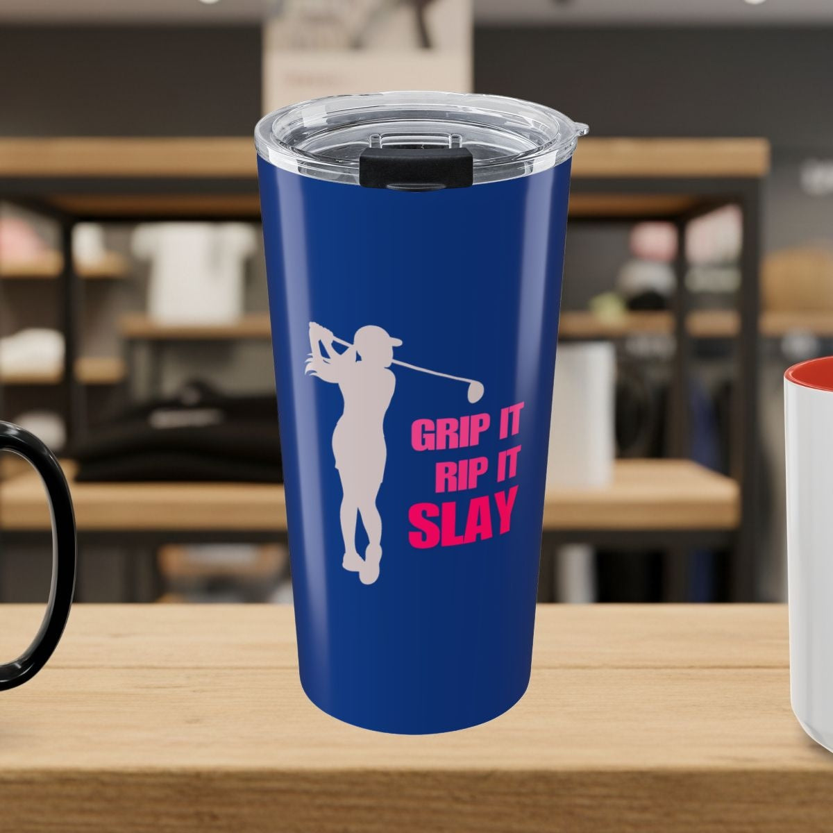 GRIP IT, RIP IT, SLAY (Female) - 20oz Tumbler in Dark Blue