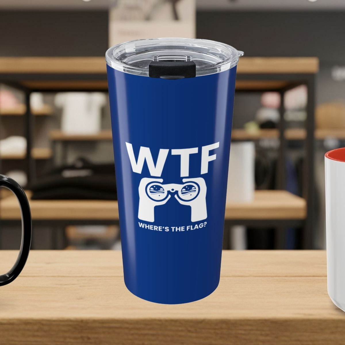 WTF - Where's the Flag - 20oz Tumbler in Dark Blue