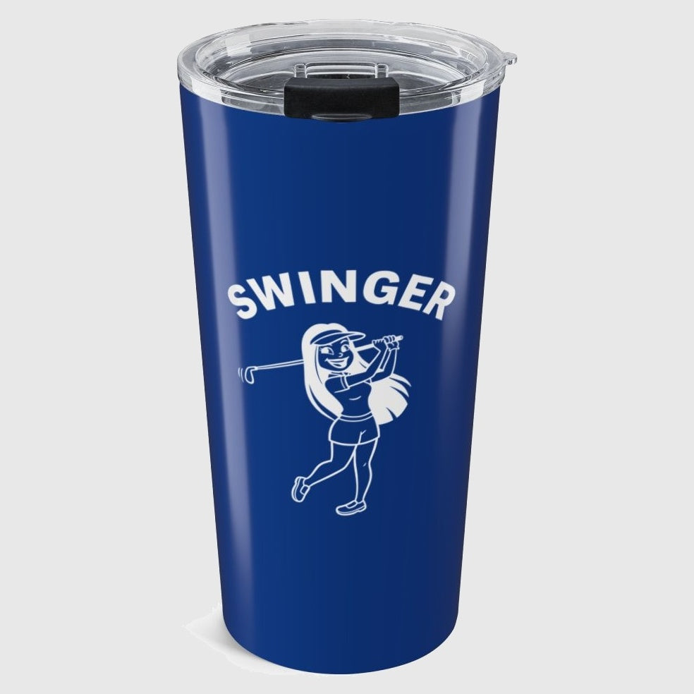 Retro Swinger Women's Golf T-Shirt - 20oz Tumbler in Dark Blue
