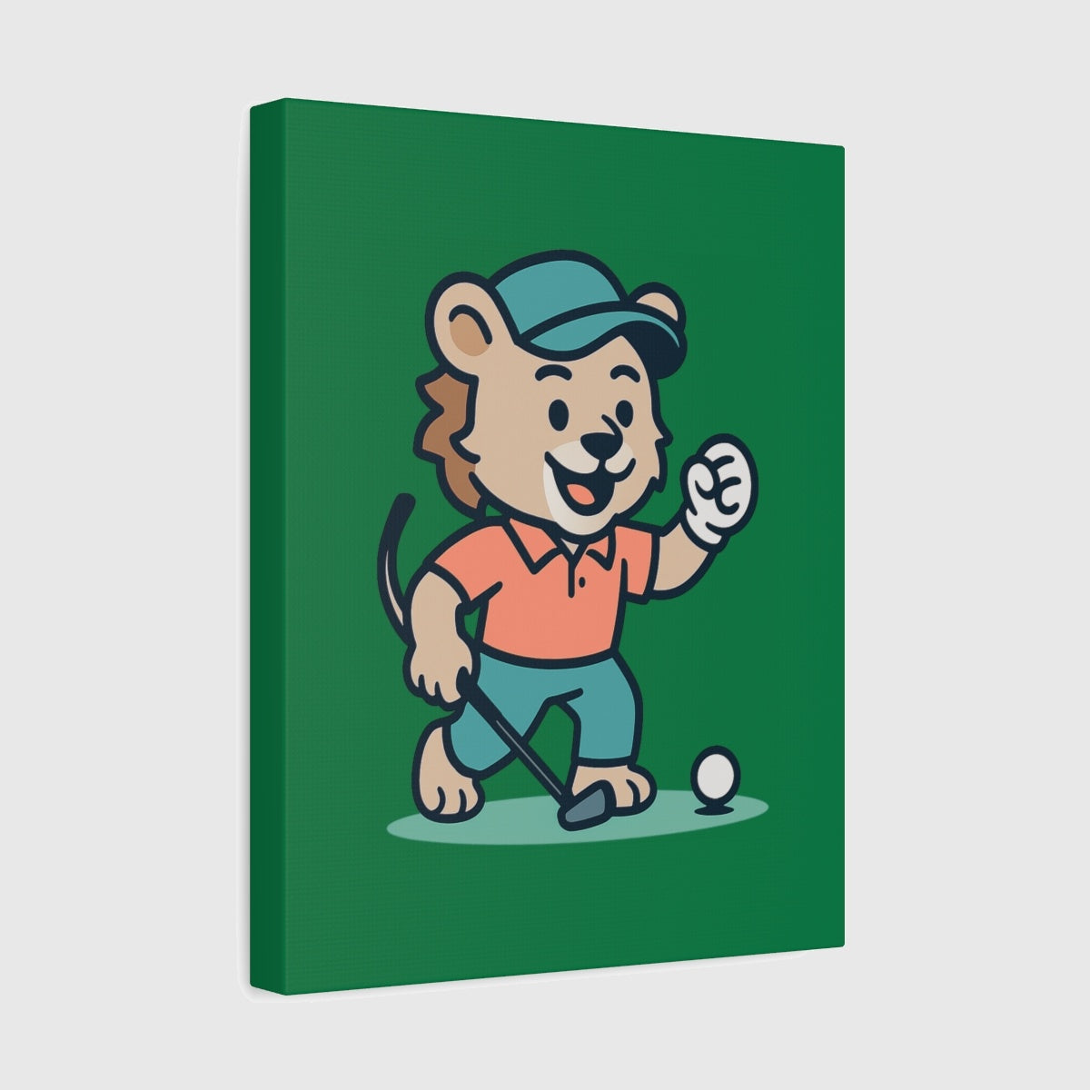 Fist Pumping Lion - Canvas Wall Art - Dark Green - 11×14 - front