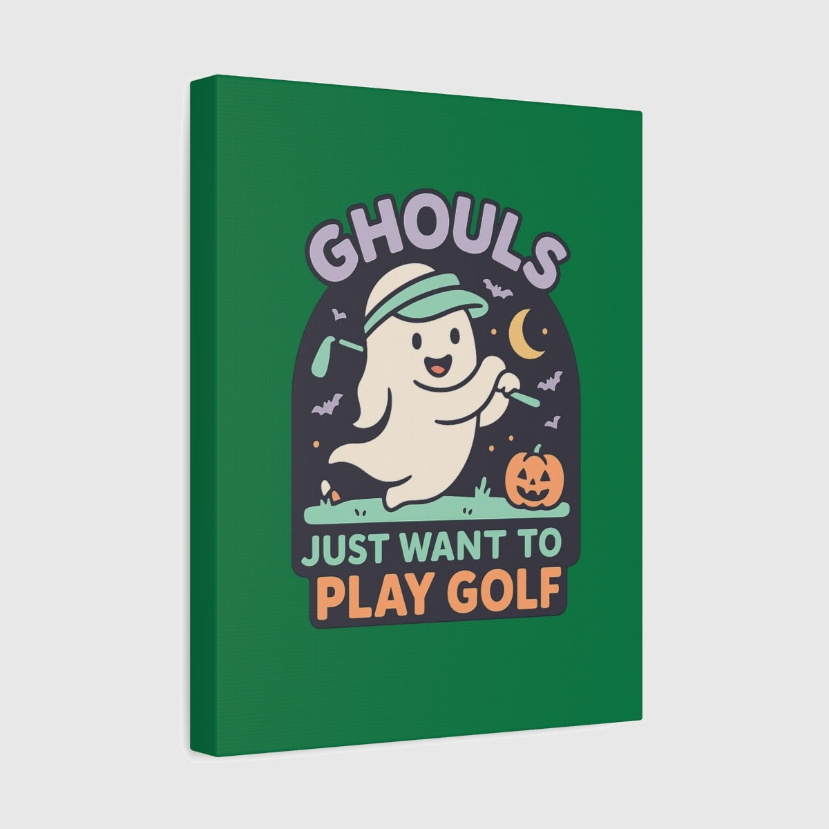Ghouls Just Wanna Play Golf - Canvas Wall Art - Dark Green - 11×14 - front