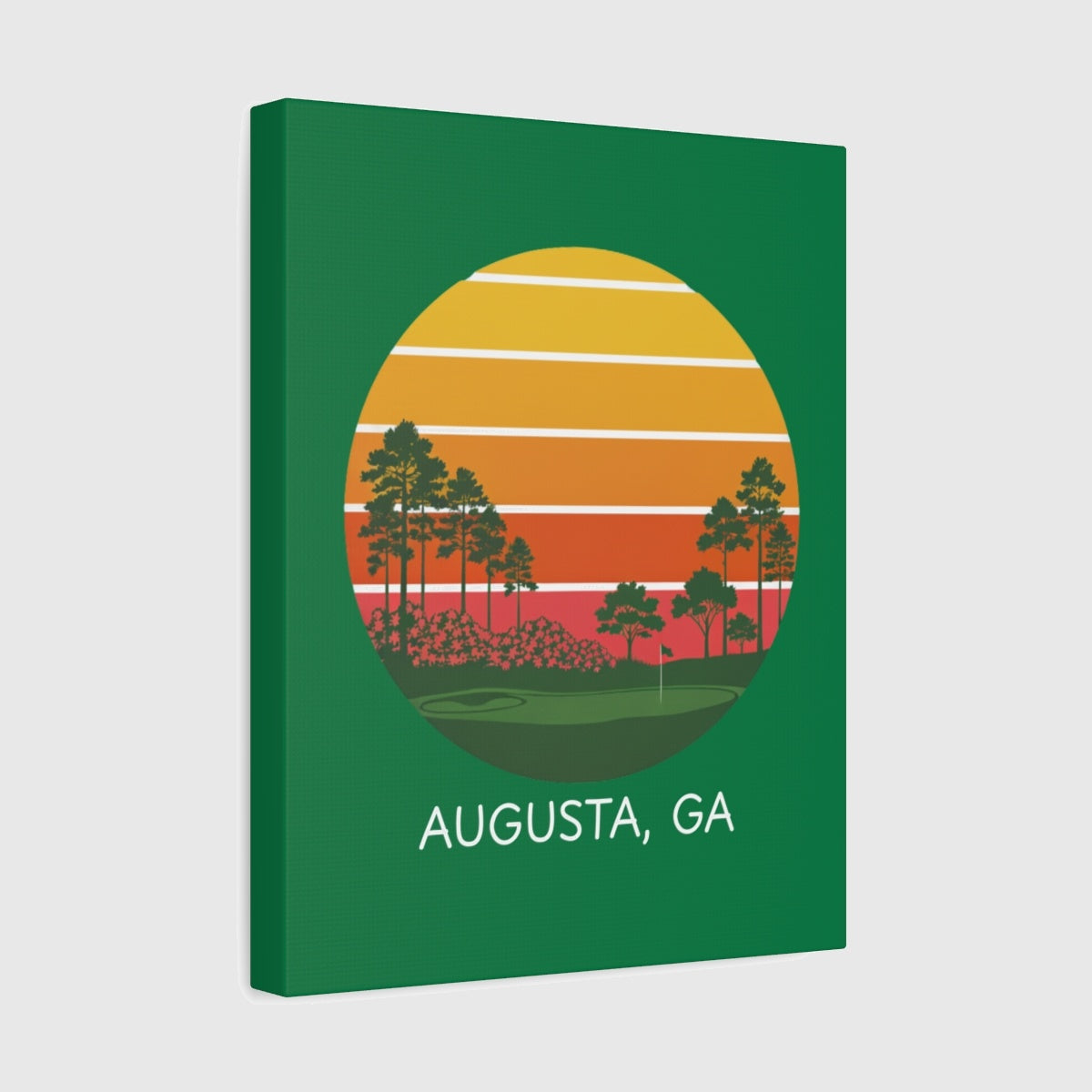 Retro Sunset - Augusta - Canvas Wall Art - Dark Green - 11×14 - front