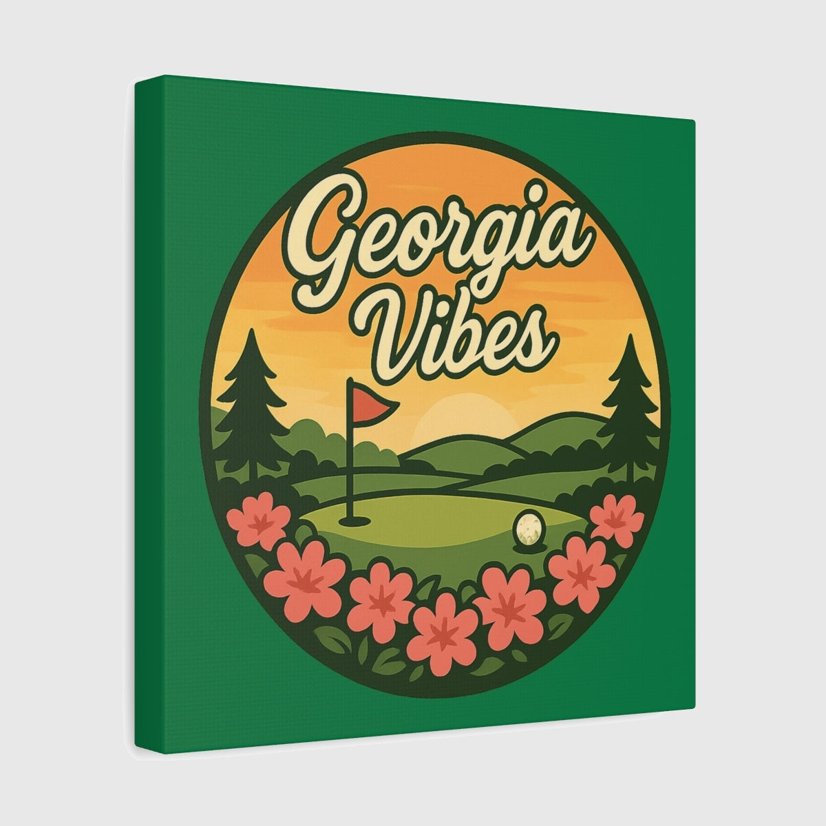 Golf Vibes - Georgia Azalea Edition - Canvas Wall Art - Dark Green - 12×12 - front