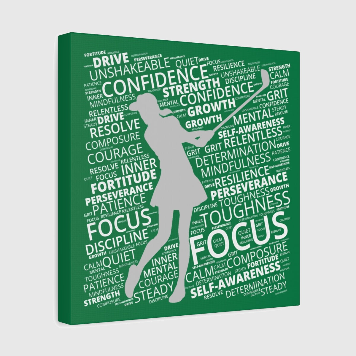 Unleash Your Mental Game (Female) - Canvas Wall Art - Dark Green - 12×12 - front