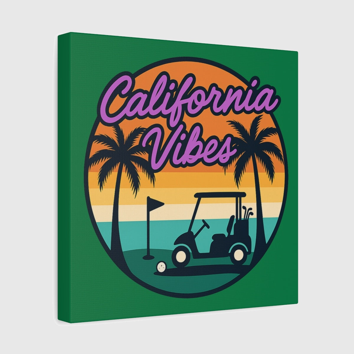 Golf Vibes - California Coast Edition - Canvas Wall Art - Dark Green - 12×12 - front
