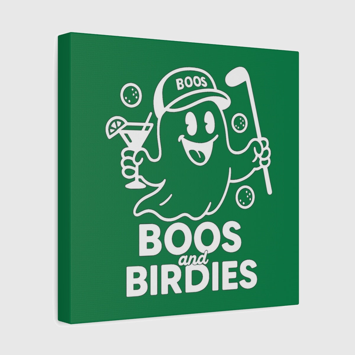 Boos and Birdies - Canvas Wall Art - Dark Green - 12×12 - front