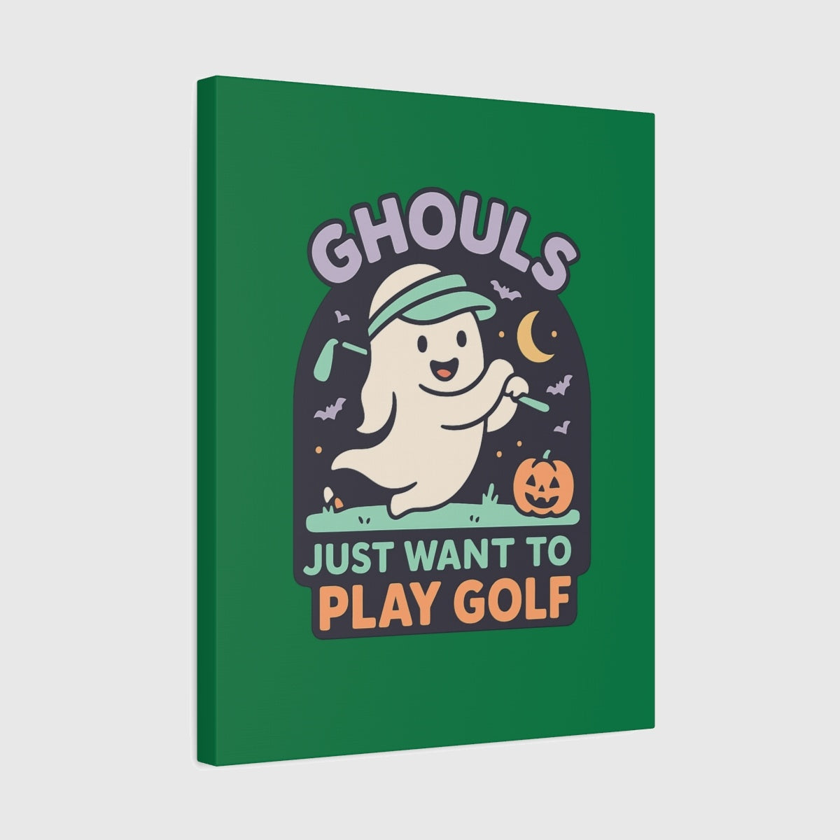 Ghouls Just Wanna Play Golf - Canvas Wall Art - Dark Green - 16×20 - front