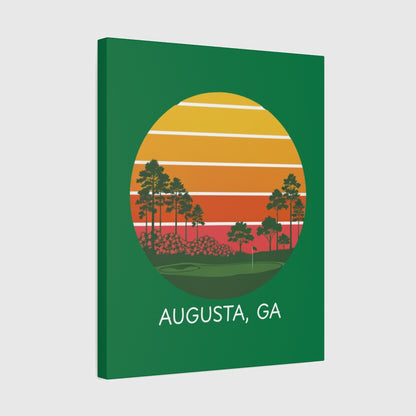 Retro Sunset - Augusta - Canvas Wall Art - Dark Green - 16×20 - front