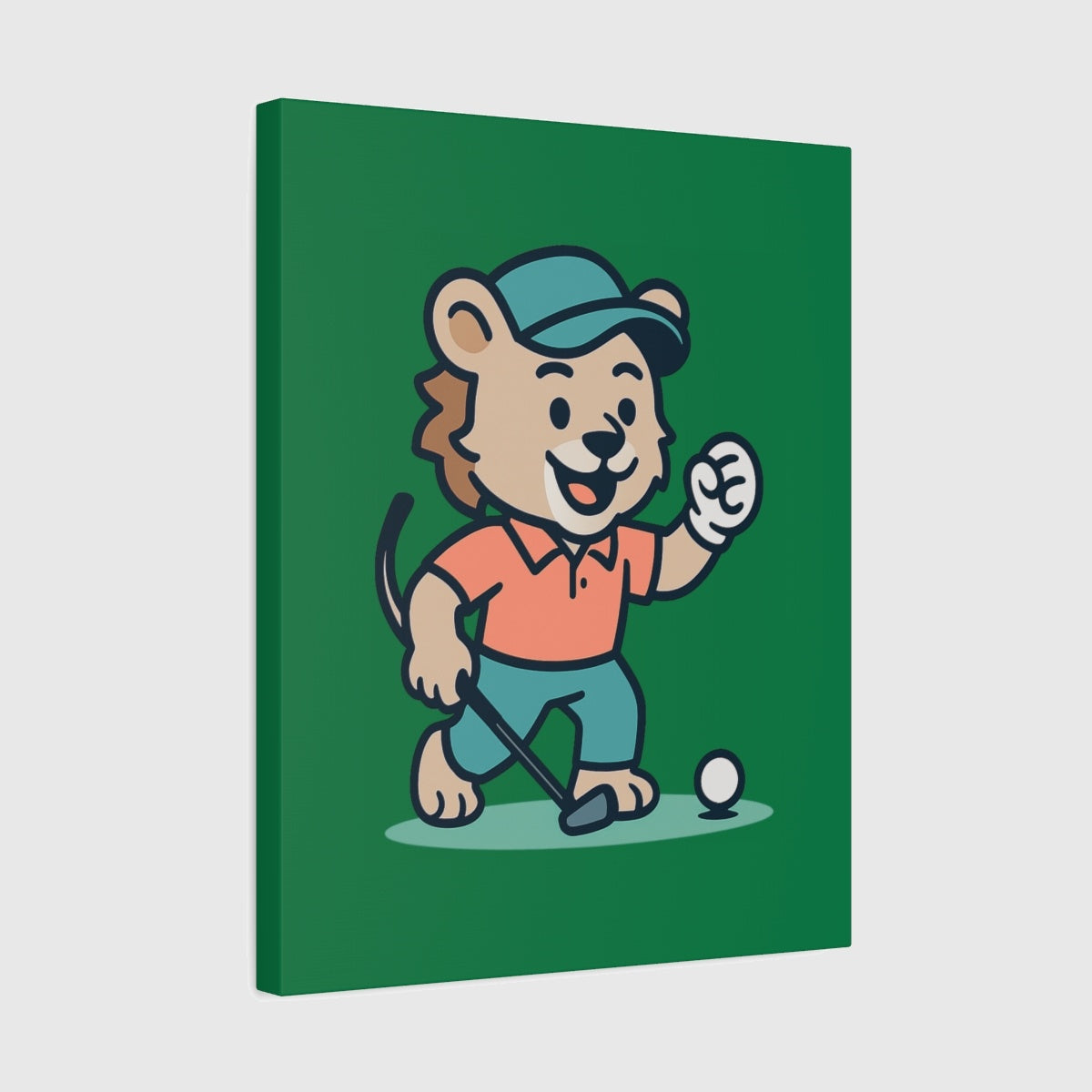 Fist Pumping Lion - Canvas Wall Art - Dark Green - 16×20 - front