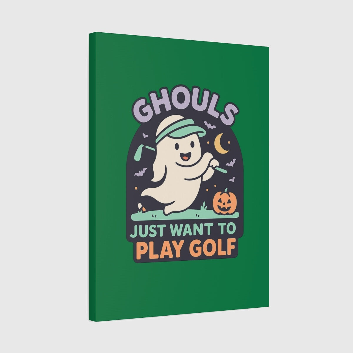 Ghouls Just Wanna Play Golf - Canvas Wall Art - Dark Green - 18×24 - front