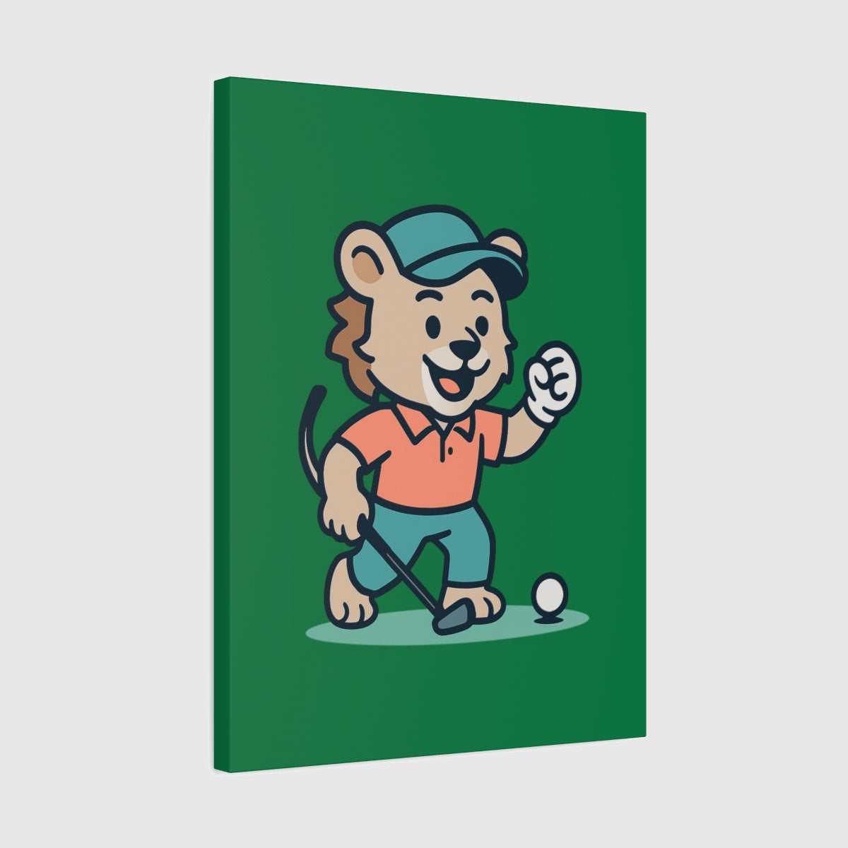 Fist Pumping Lion - Canvas Wall Art - Dark Green - 18×24 - front