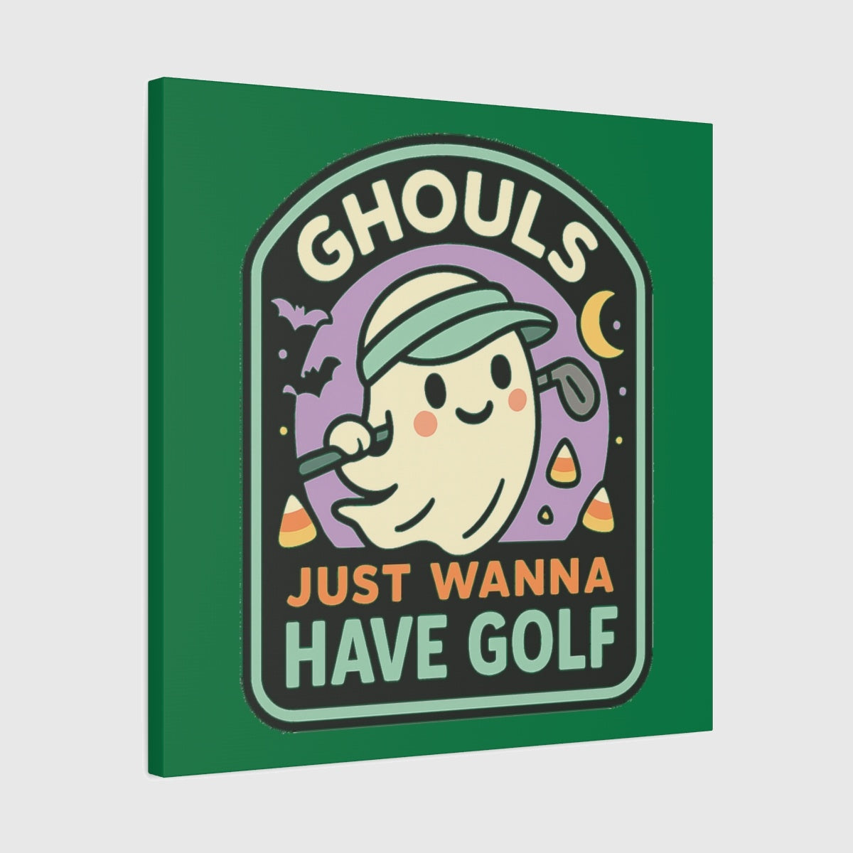 Ghouls Just Wanna Have Golf - Canvas Wall Art - Dark Green - 24×24 - front