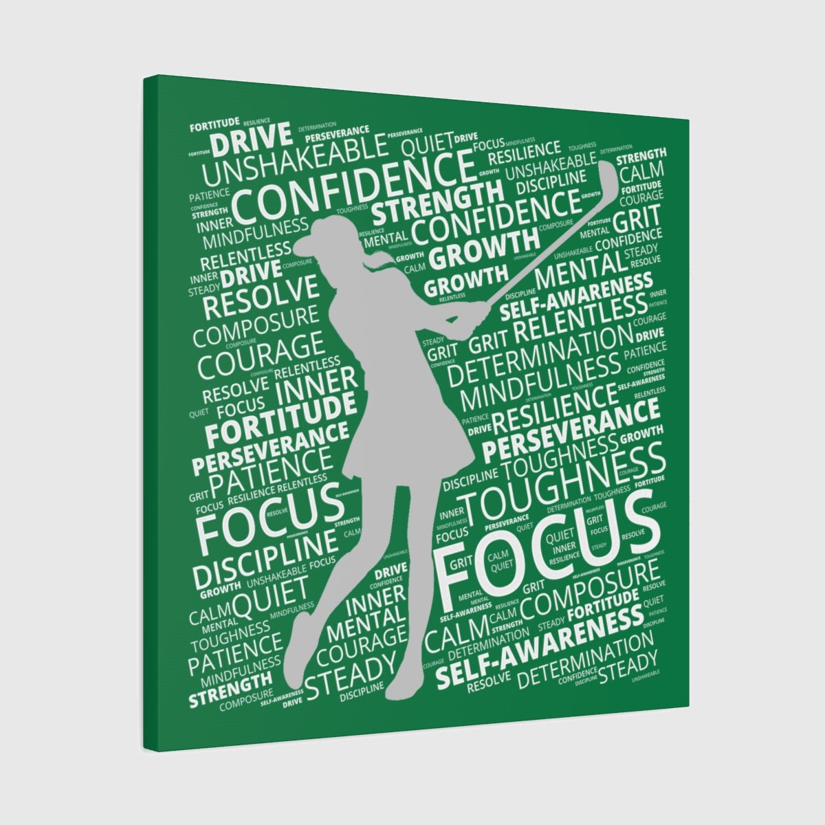 Unleash Your Mental Game (Female) - Canvas Wall Art - Dark Green - 24×24 - front