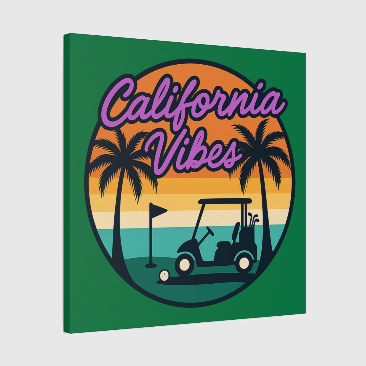 Golf Vibes - California Coast Edition - Canvas Wall Art - Dark Green - 24×24 - front