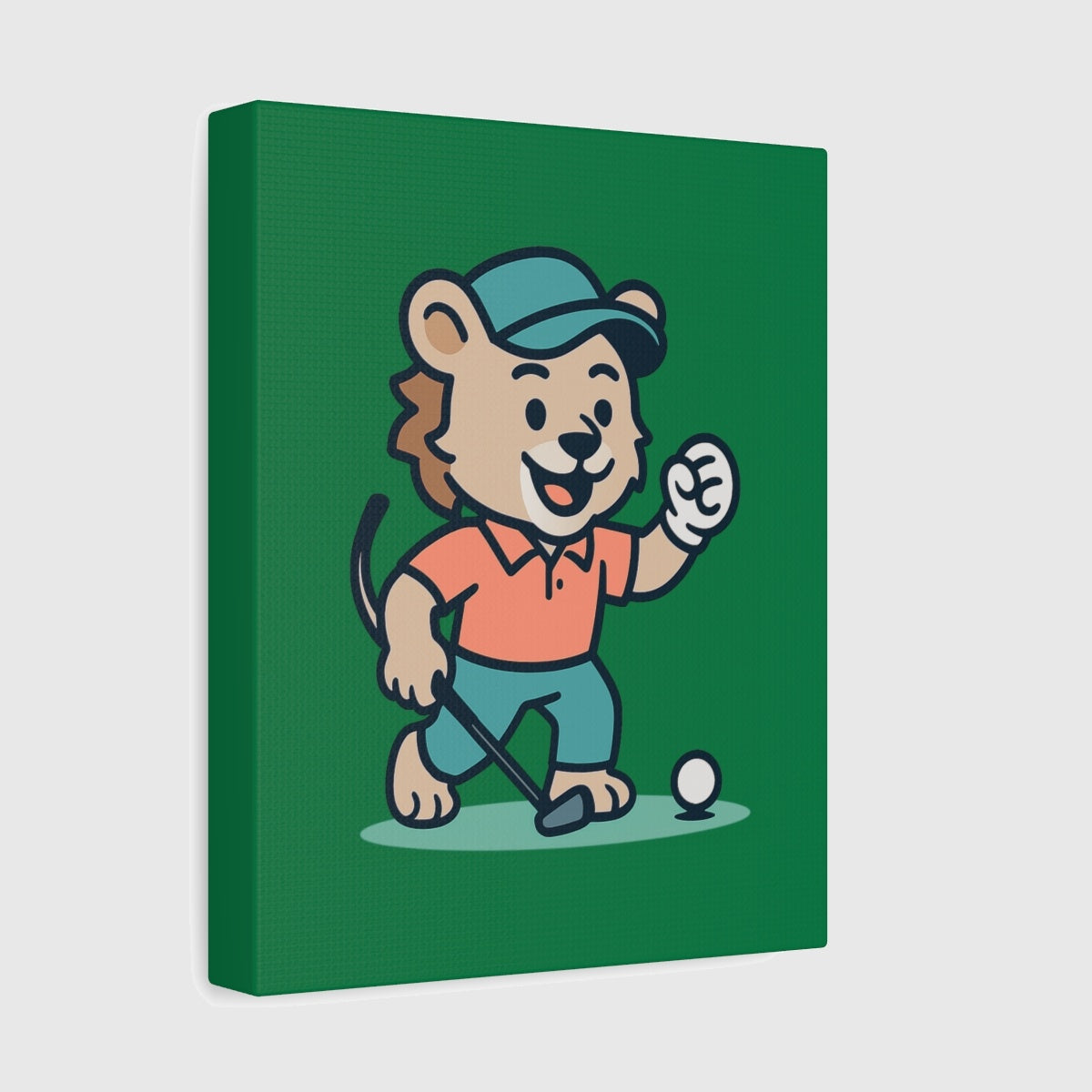 Fist Pumping Lion - Canvas Wall Art - Dark Green - 8×10 - front