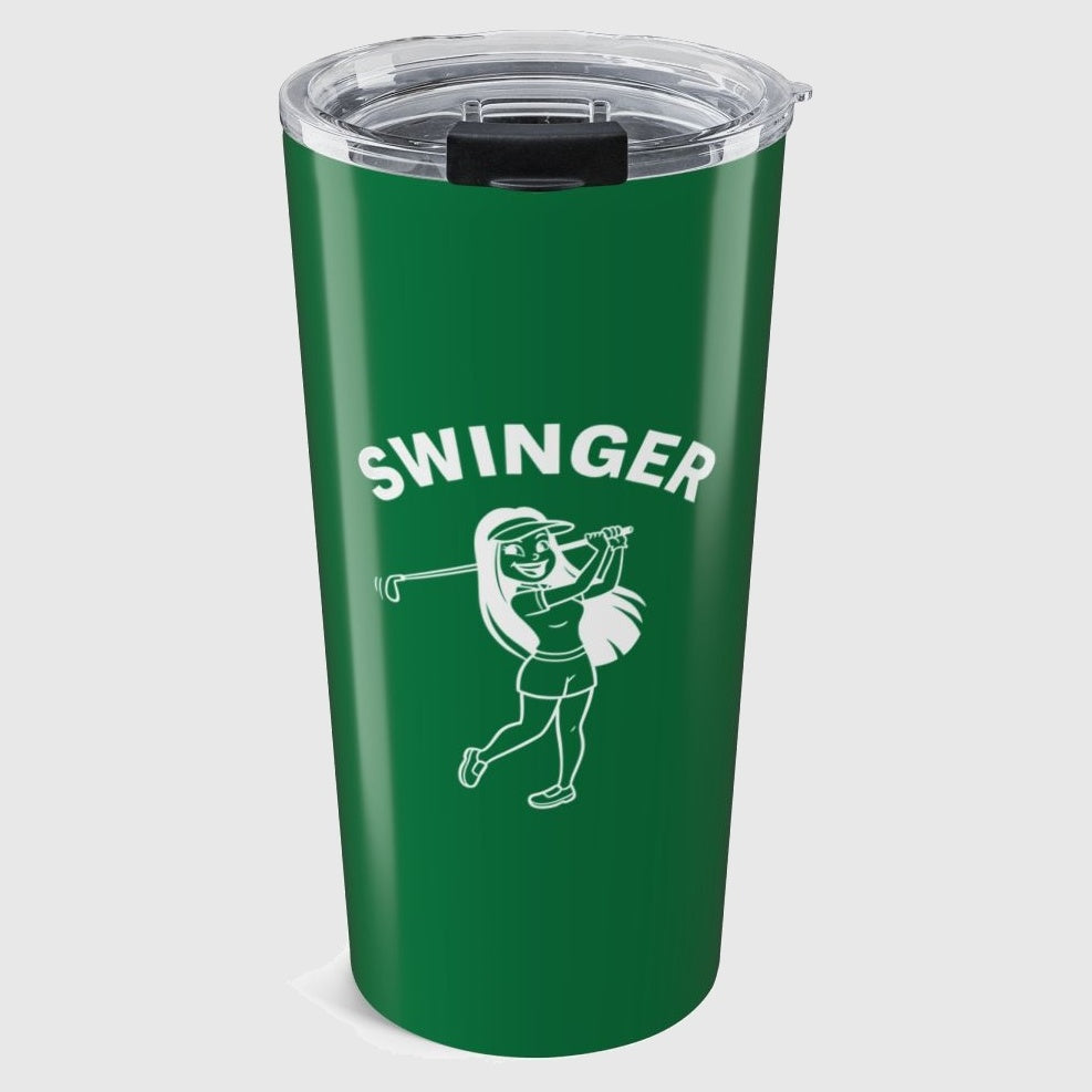 Retro Swinger Women's Golf T-Shirt - 20oz Tumbler in Dark Green