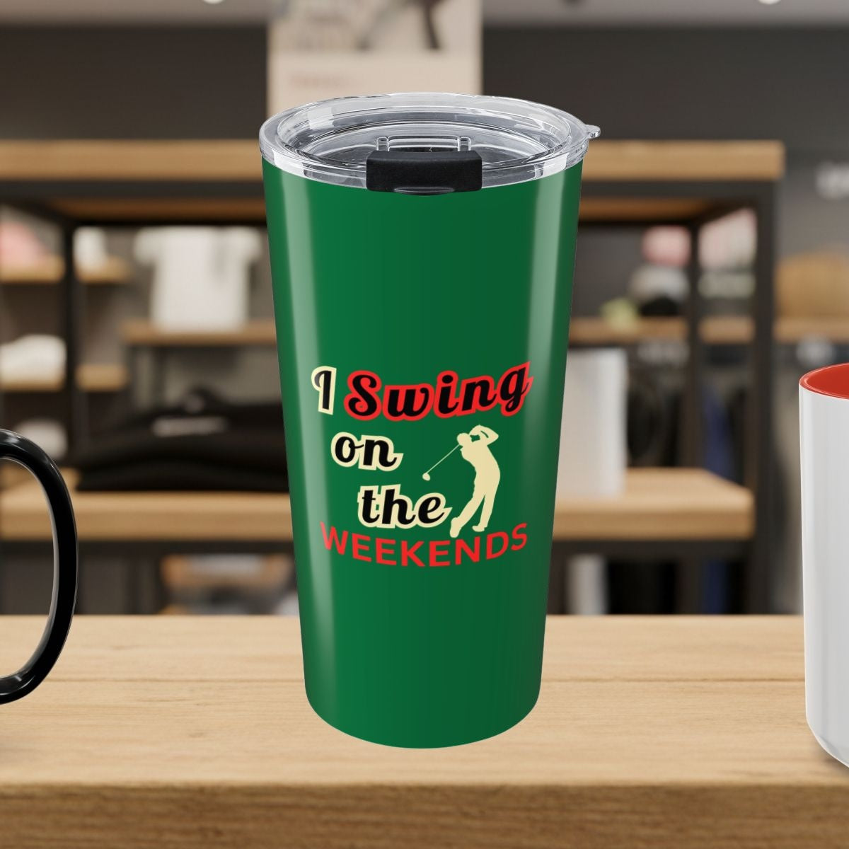 I Swing on the Weekends - 20oz Tumbler in Dark Green