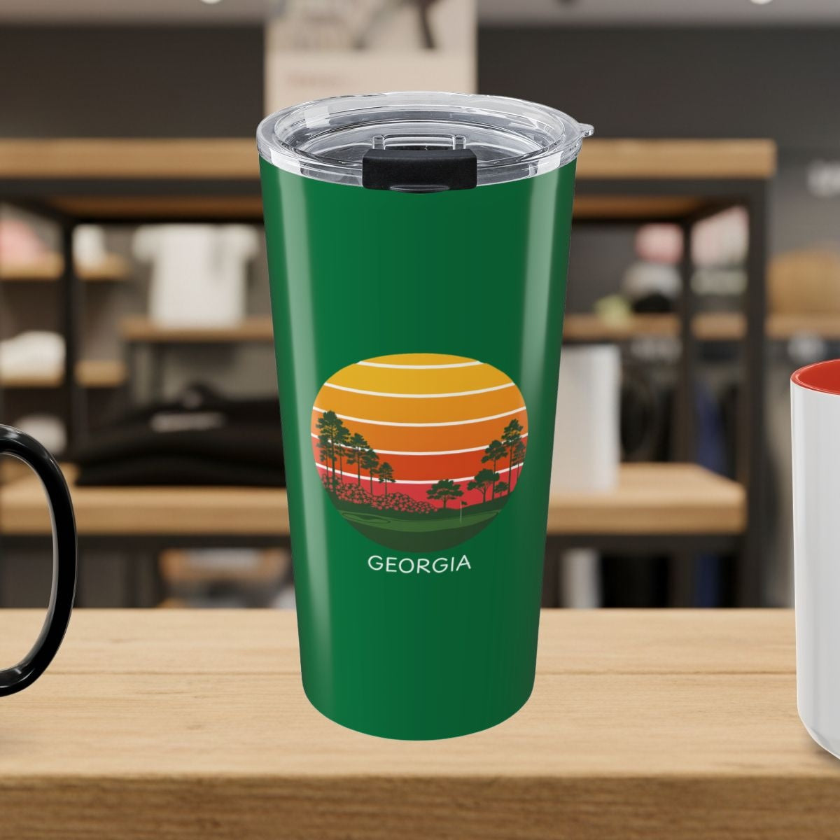 Retro Sunset - Georgia - 20oz Tumbler in Dark Green
